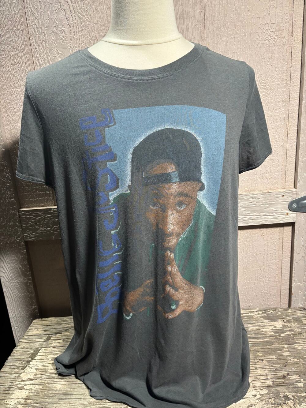Tupac 2Pac poetic justice Gray T-Shirt Size XL Official hip hop rap Tee